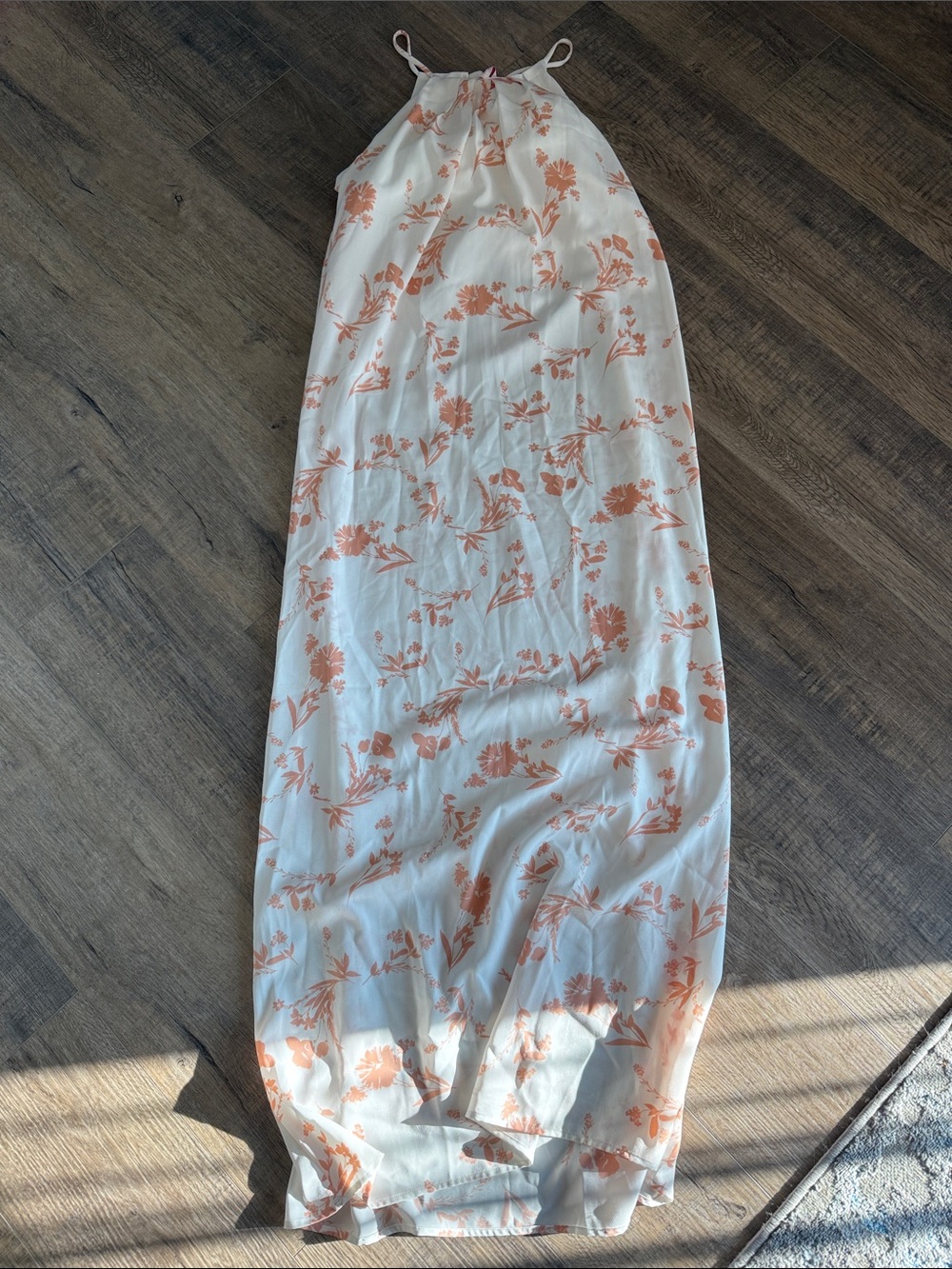 Women’s White Floral Maxi Skirt - Peach Print